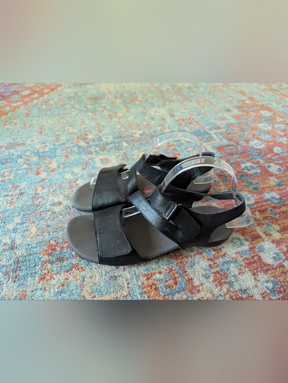 Ros Hommerson Women's 9.5 Marilyn Black Leather Sandals Shoes Ankle Strap